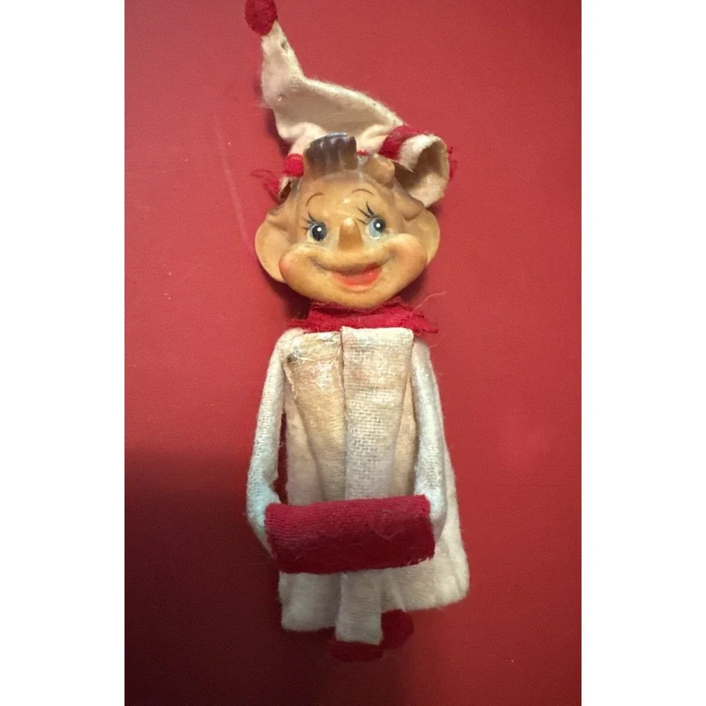 Vintage Christmas 50's/60's Adorable Elf Pixie Christmas Knee Hugger Japan White
